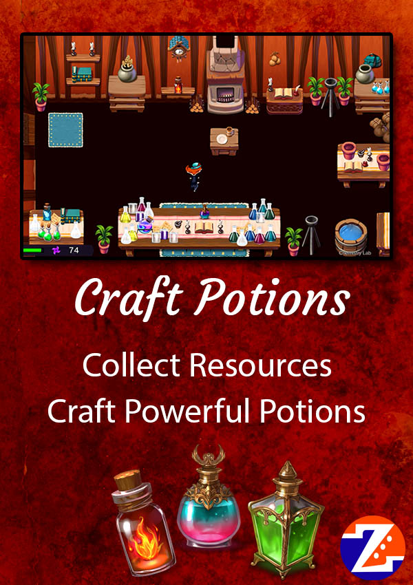 Jaki's Wacky Adventure Craft Powerful Potions to increase your chance of survival